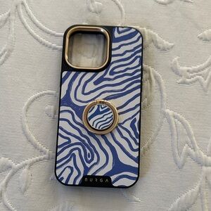 Blue Zebra Pattern Phone Case with Ring Holder